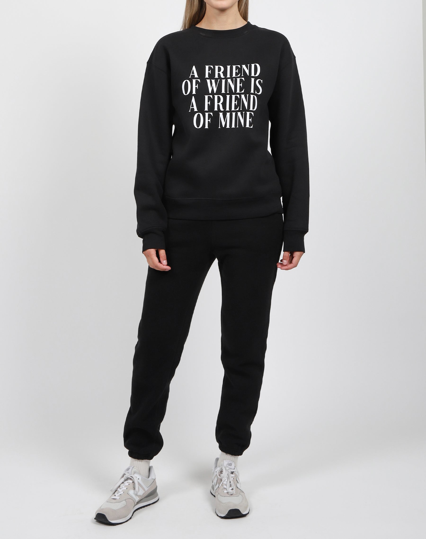 The "FRIEND OF WINE" Classic Crew Neck Sweatshirt | Black